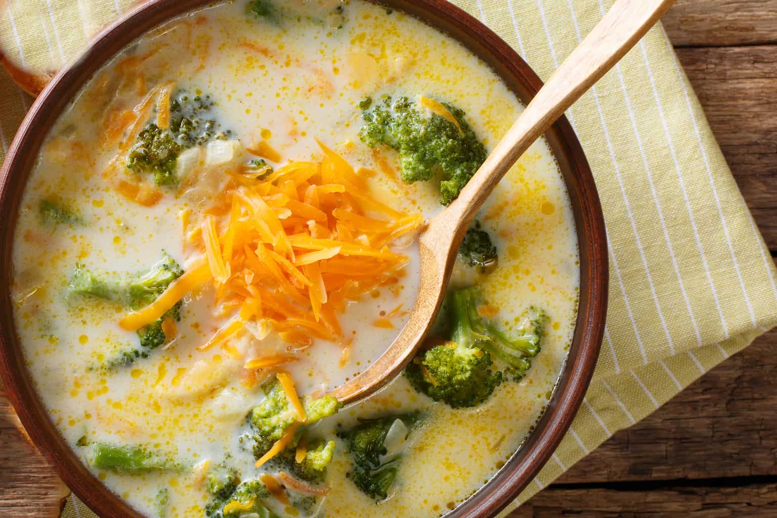 keto broccoli and cheese soup in a bowl