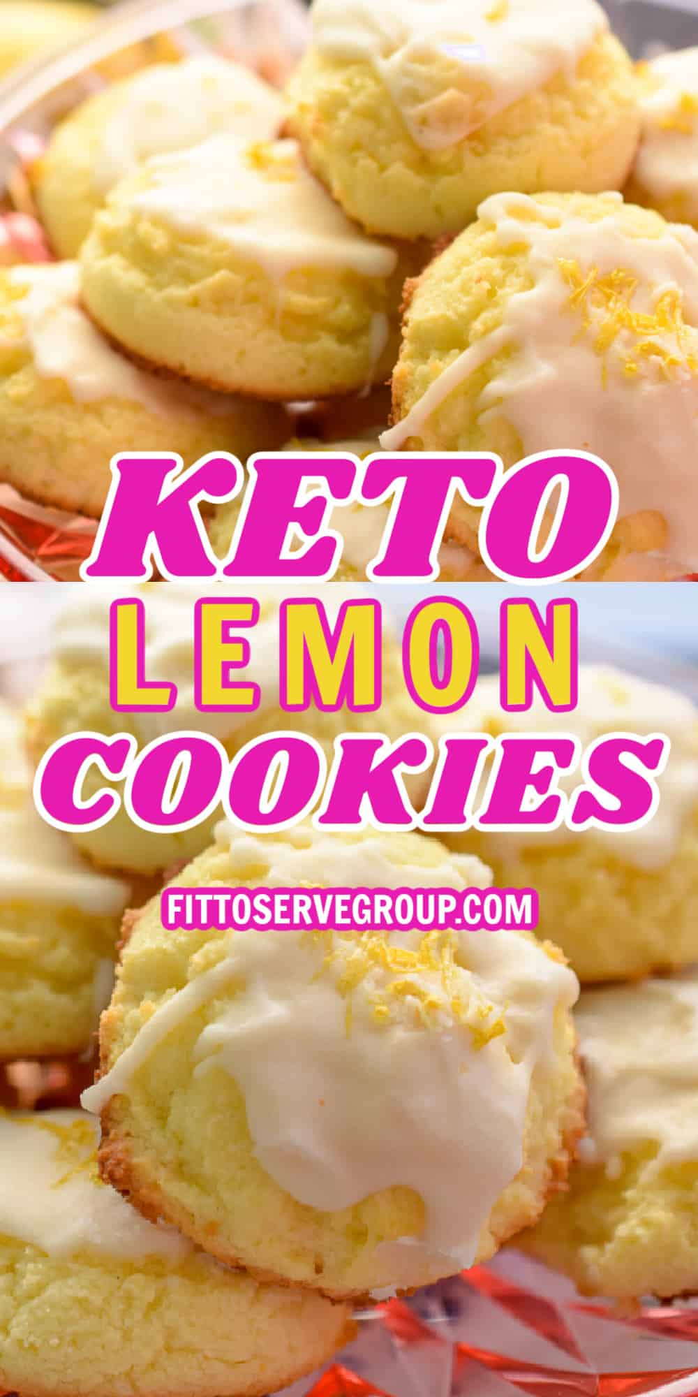 Keto lemon cookies on pink clear plates