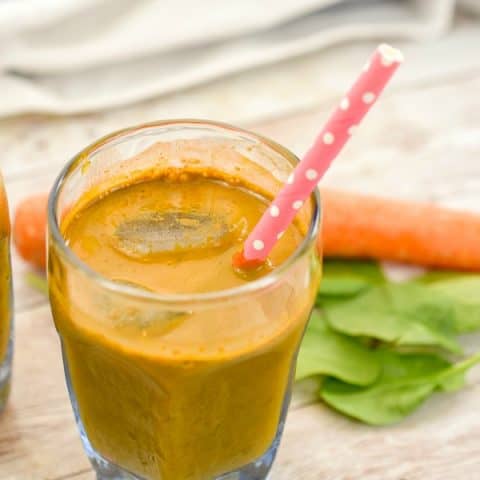 freshly squeezed keto spinach carrot juice.