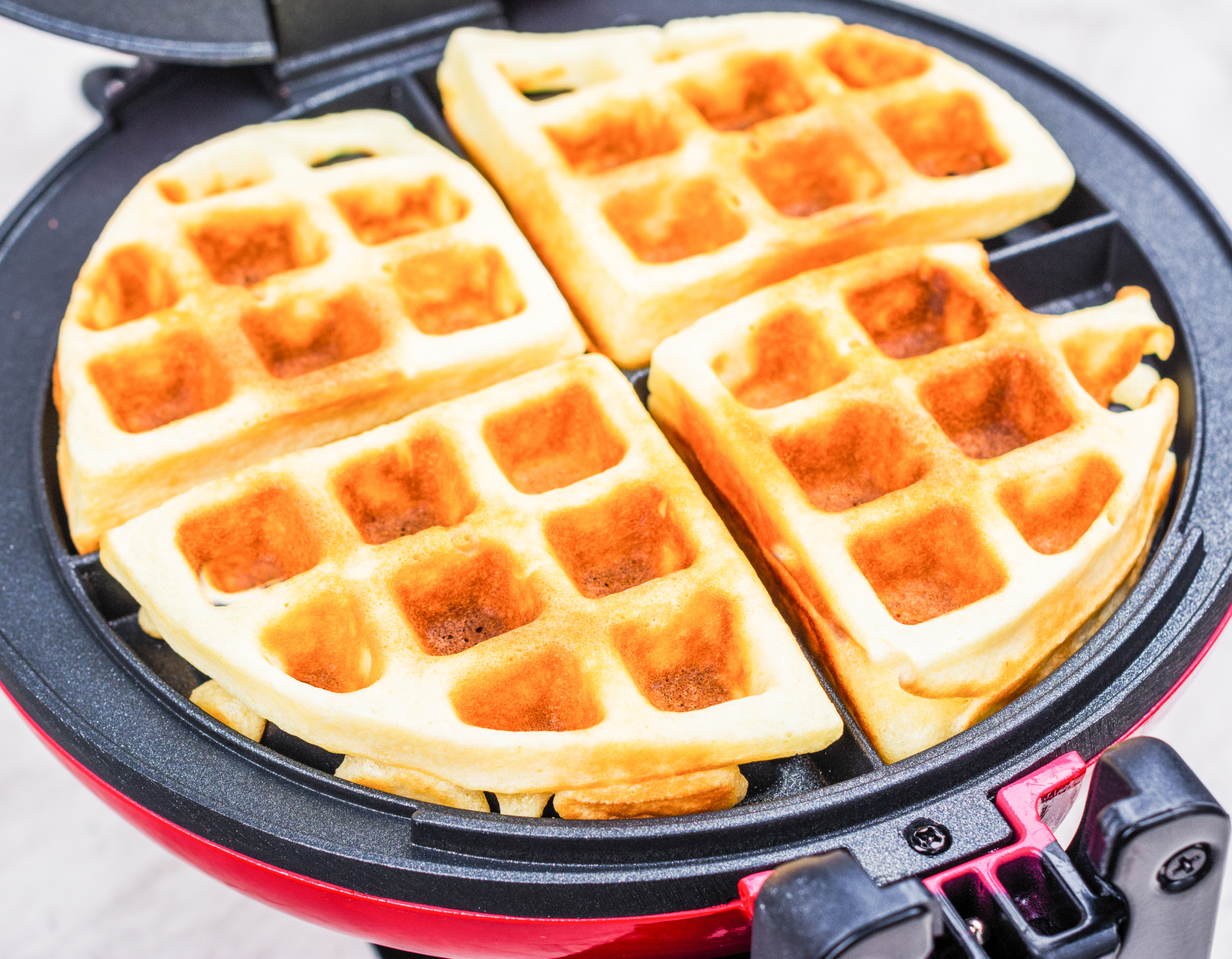 keto waffles made in red waffle iron