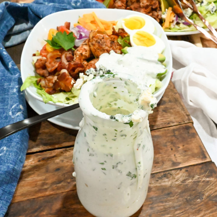 homemade keto blue cheese dressing ready to serve