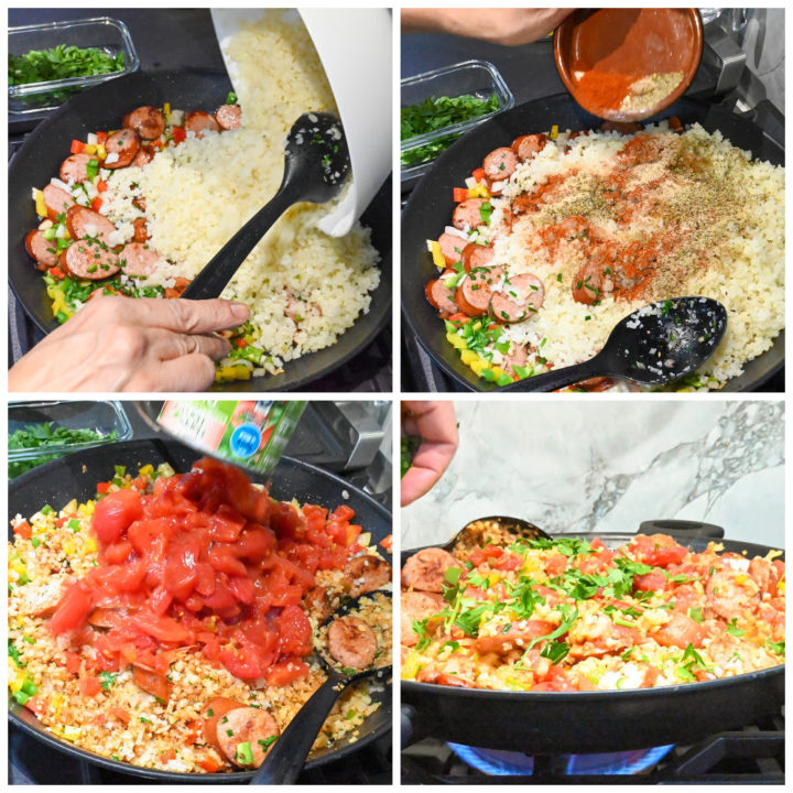 keto Spanish rice and sausage process pictures