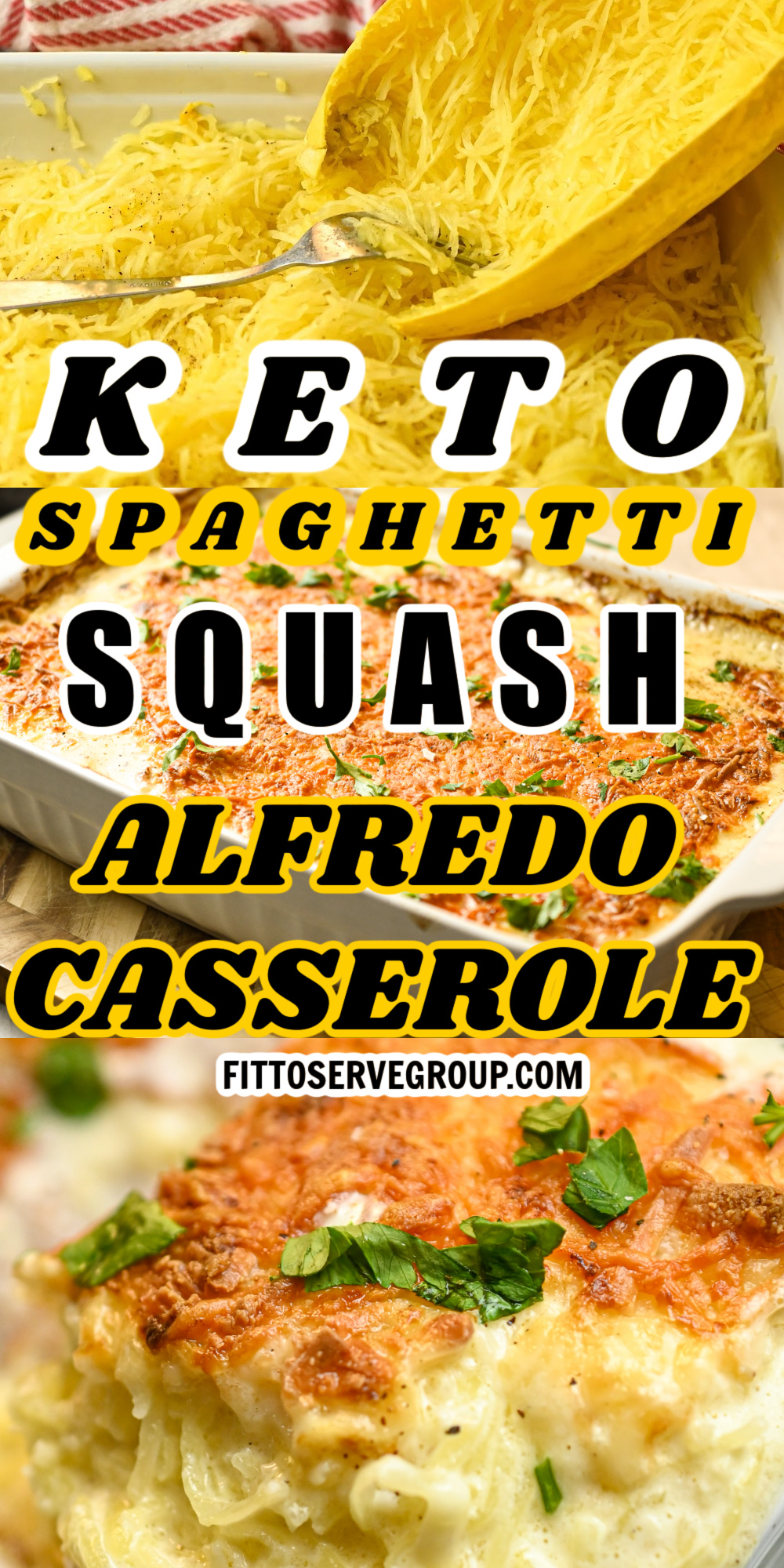 Keto spaghetti squash alfredo casserole