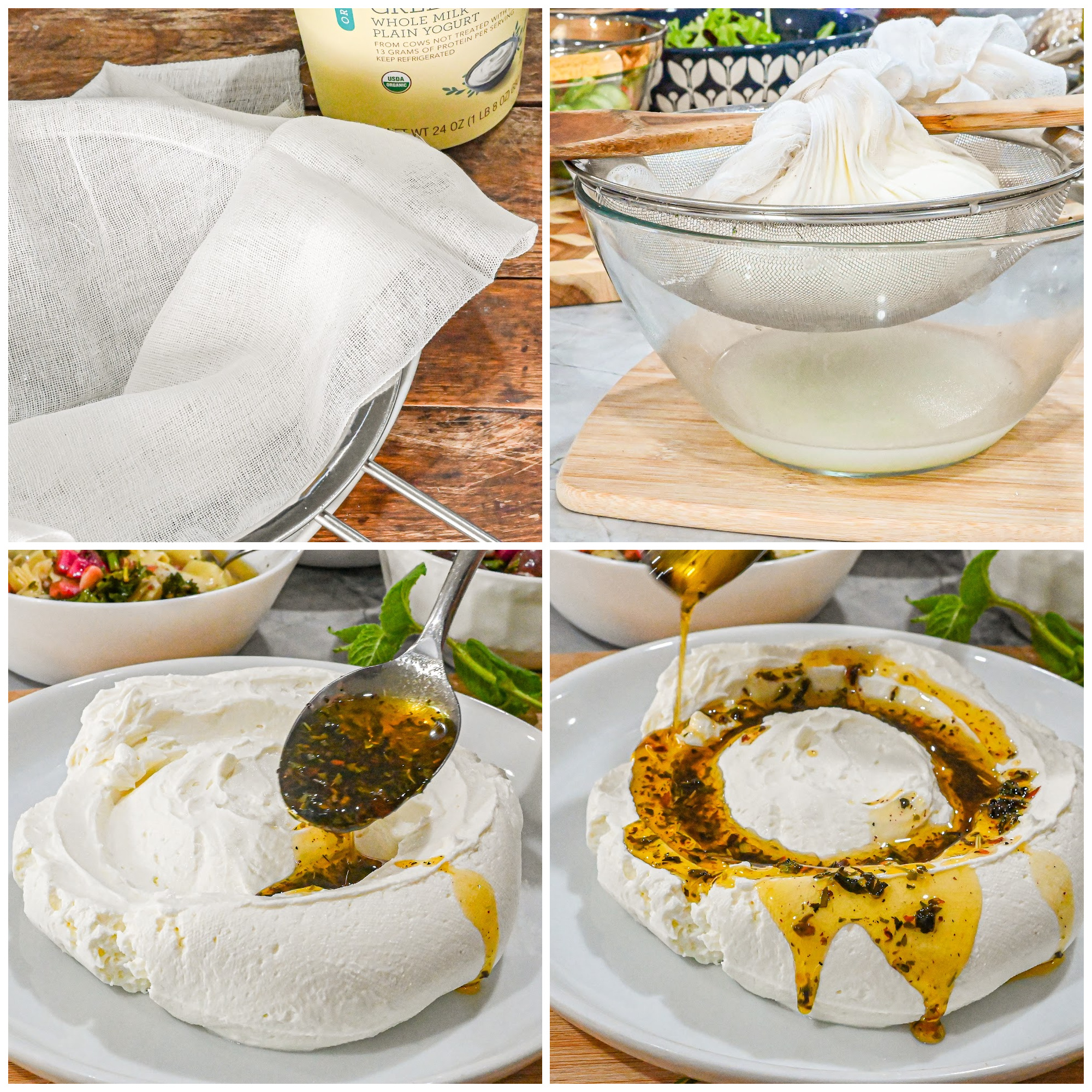keto labneh yogurt cheese process pictures