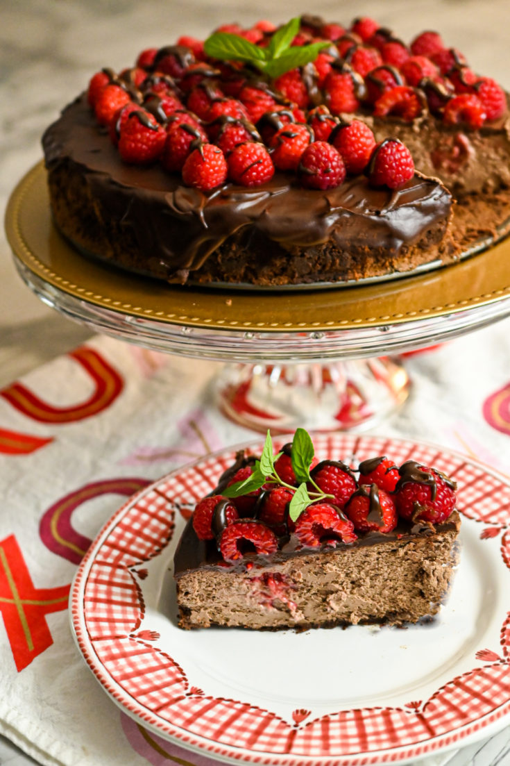 keto-friendly chocolate raspberry cheesecake Valentines's Day display