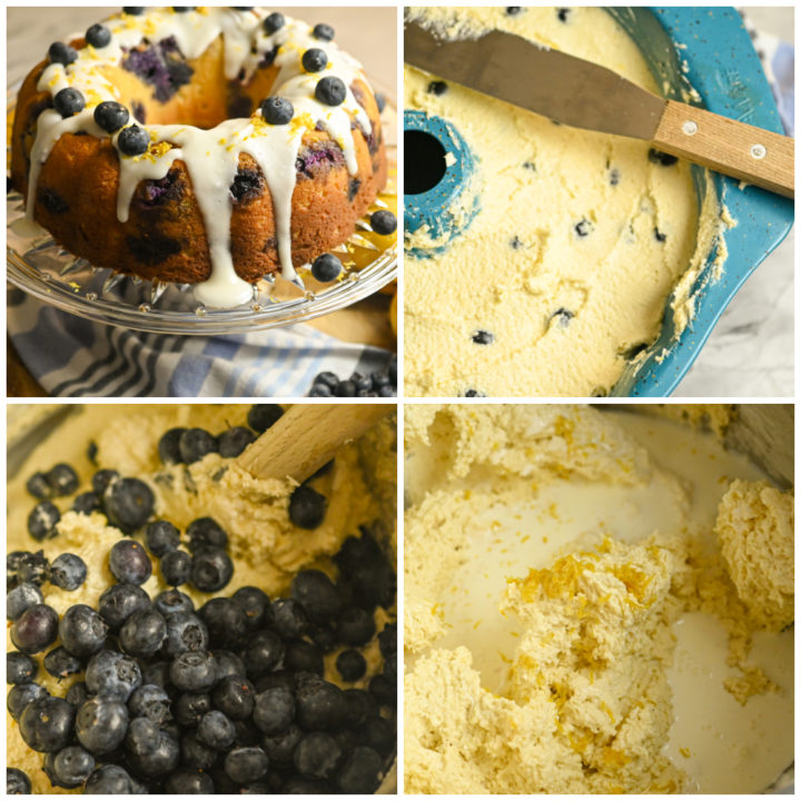 Keto blueberry bundt cake process pictures