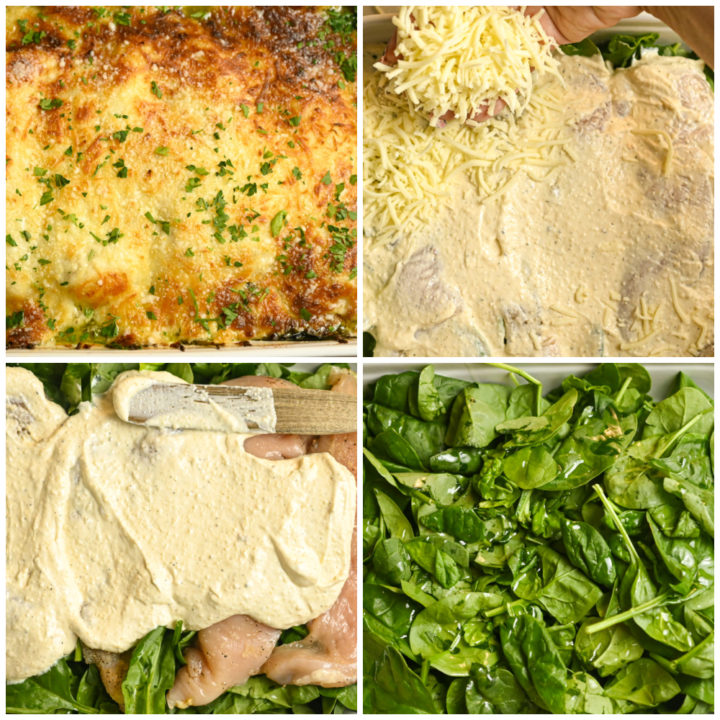 keto creamy spinach chicken casserole process pictures