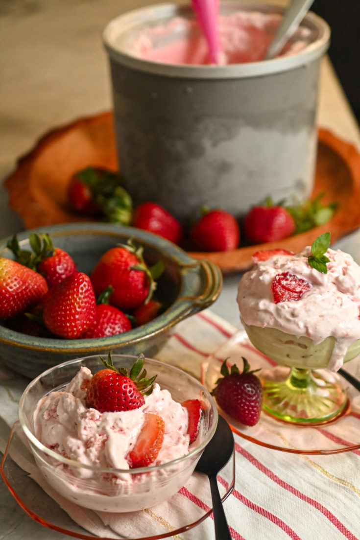 keto strawberry ice cream served and ready to enjoy