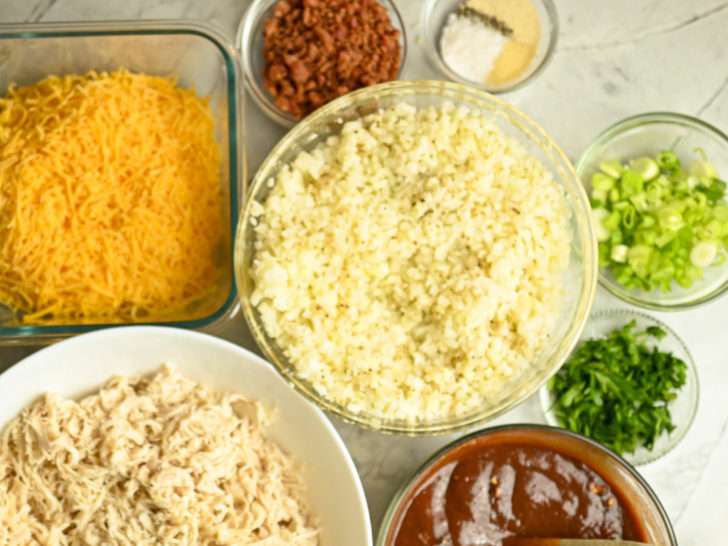 Ingredients needed to make a keto bbq chicken casserole