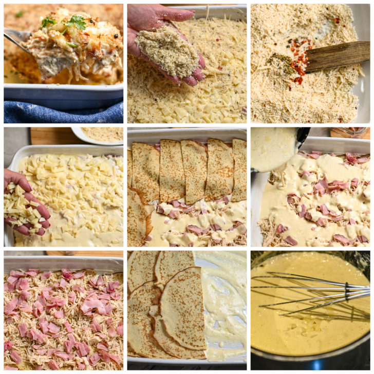 keto cordon bleu lasagna process pictures