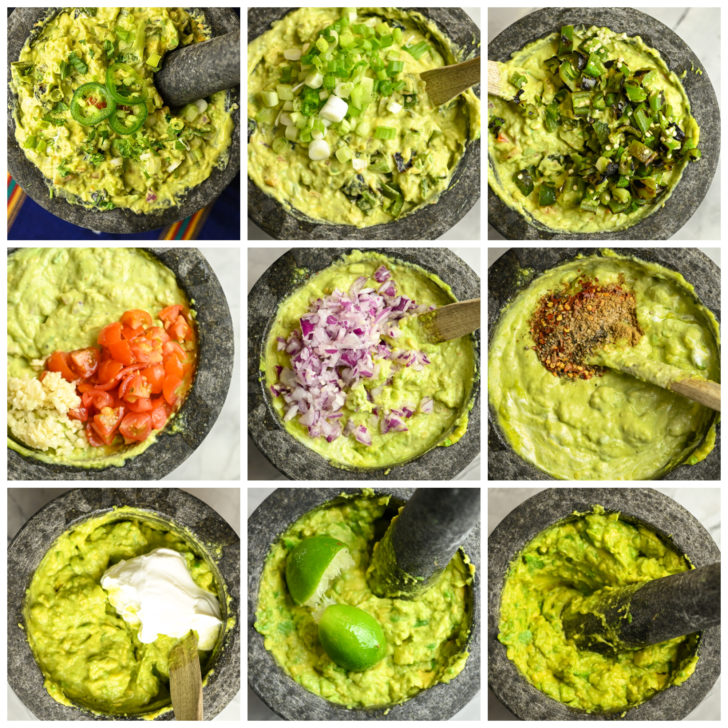 process pictures for a spicy jalapeño guacamole recipe