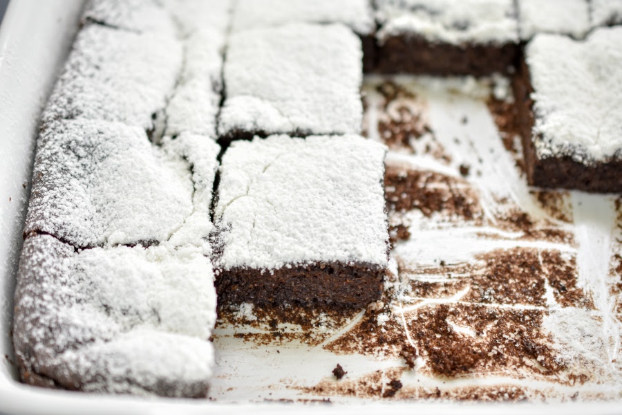 Keto Chocolate Flaxseed cake in a pan