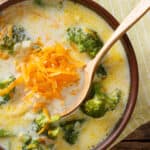 keto broccoli and cheese soup in a bowl