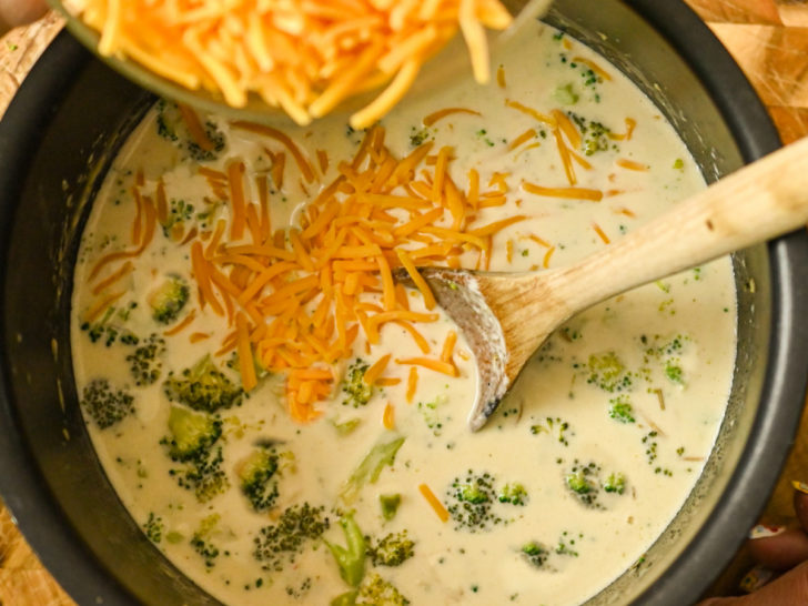 keto broccoli cheese soup made on the stovetop