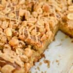 Keto Peanut butter cake bars sliced