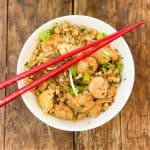 keto fried rice served in a white bowl