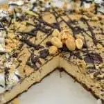 This keto peanut butter chocolate pie is one rich, creamy, dreamy dessert. It's not only low in carbs, sugar-free, grain-free, gluten-free, but also a no-bake pie.
