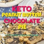 This keto peanut butter chocolate pie is one rich, creamy, dreamy dessert. It's not only low in carbs, sugar-free, grain-free, gluten-free, but also a no-bake pie.