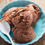 keto mocha coconut milk vegan ice cream served in an aqua bowl