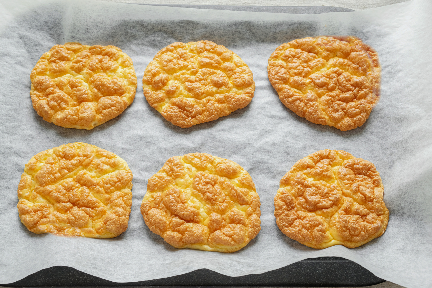 Oopsie cloud bread on baking tray