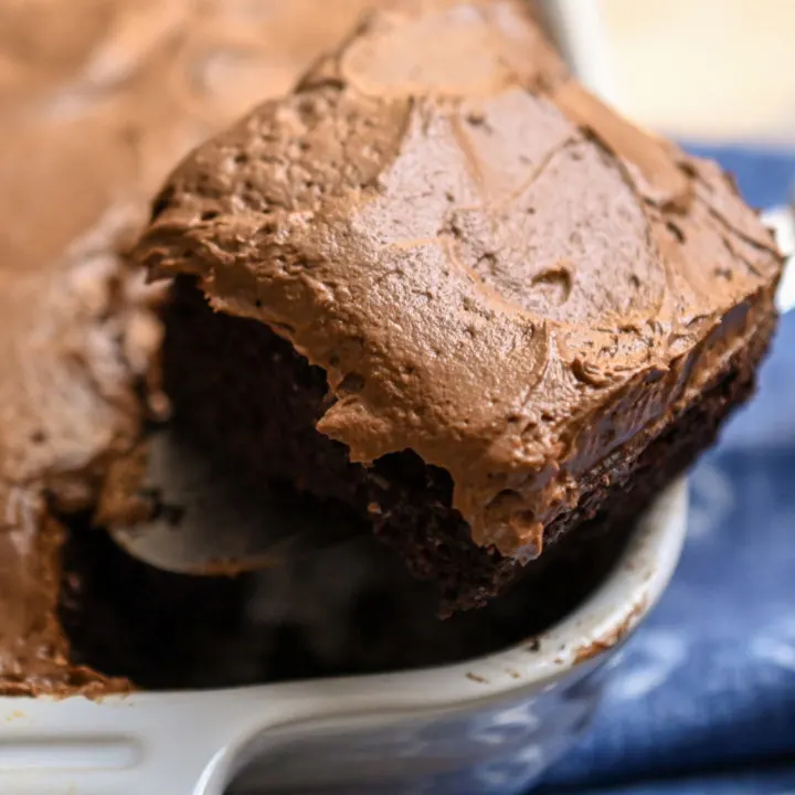 Keto Hershey's chocolate cake being served