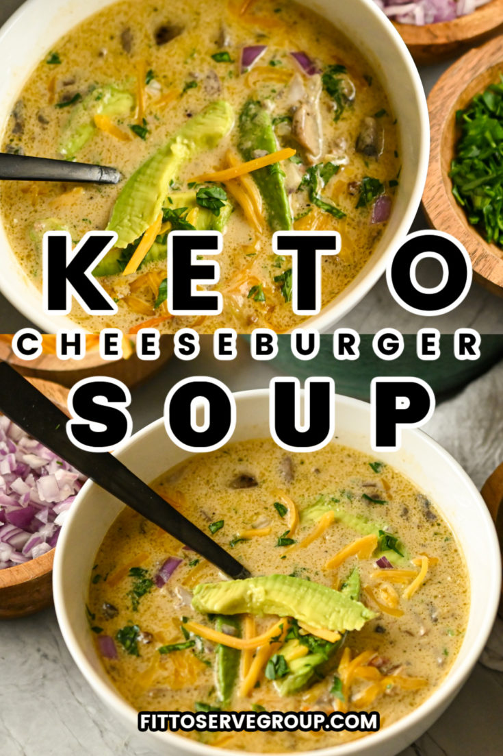 Easy keto cheeseburger soup long pin