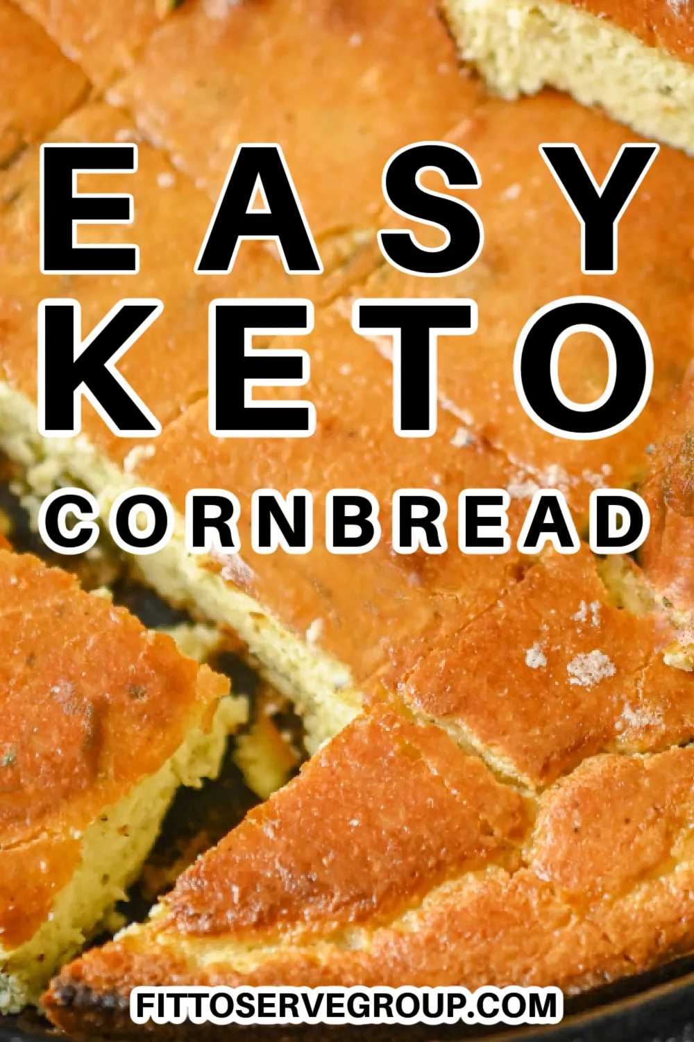 Easy keto cornbread baked in a cast iron skillet