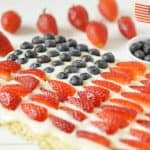 Keto 4th of July Poke Cake a cake in the form of an American flag using berries
