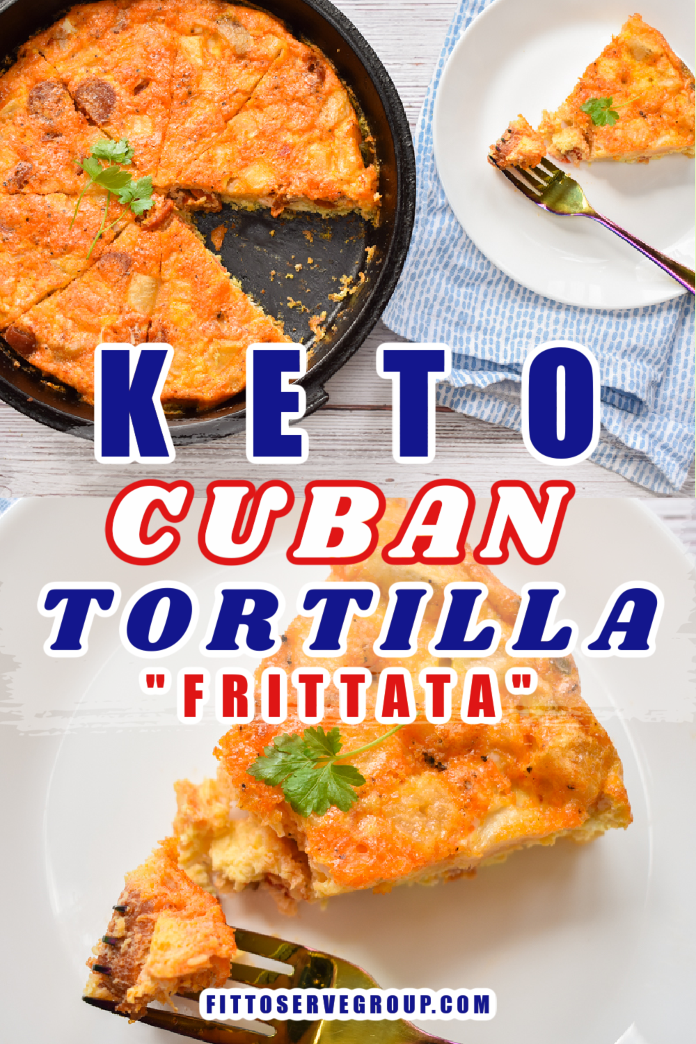 Keto Cuban Tortilla frittata baked in a cast-iron skillet
