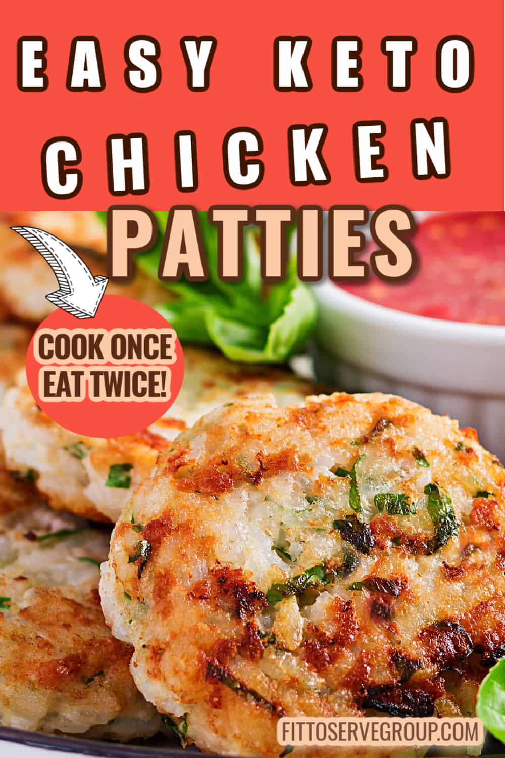 keto chicken patties on a white plate