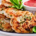 keto chicken patties on a white plate