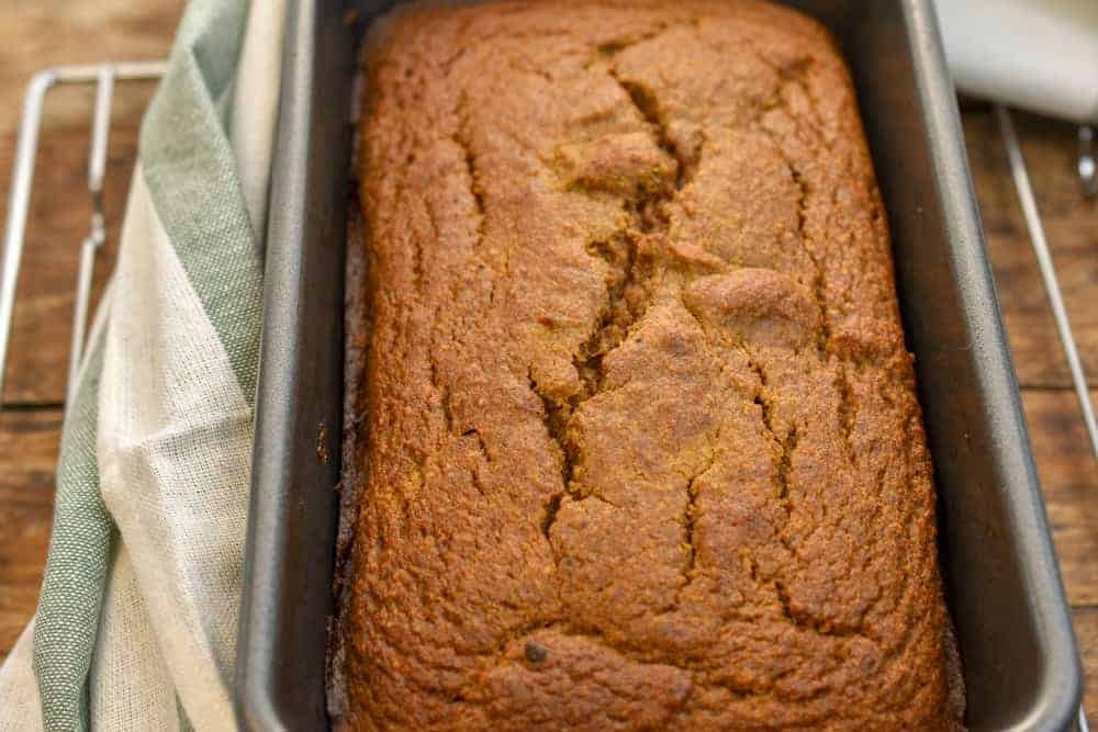 keto pumpkin bread on a cooling rack