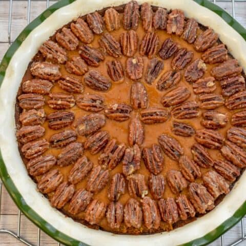 Keto pumpkin pecan glazed pie