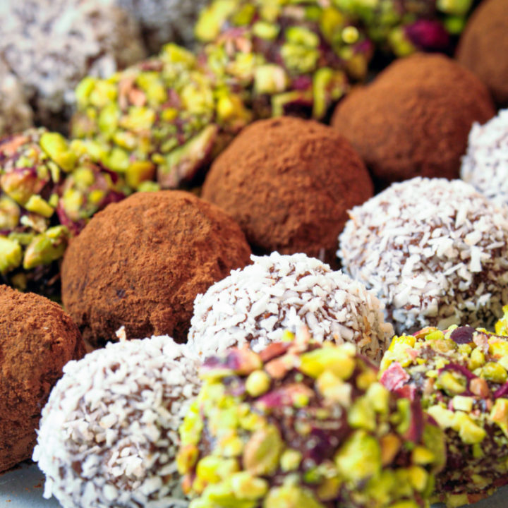 mixed flavors of keto chocolate truffles