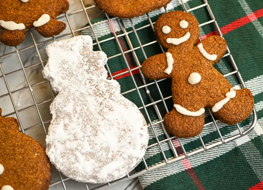 decorated keto gingerbread cookies