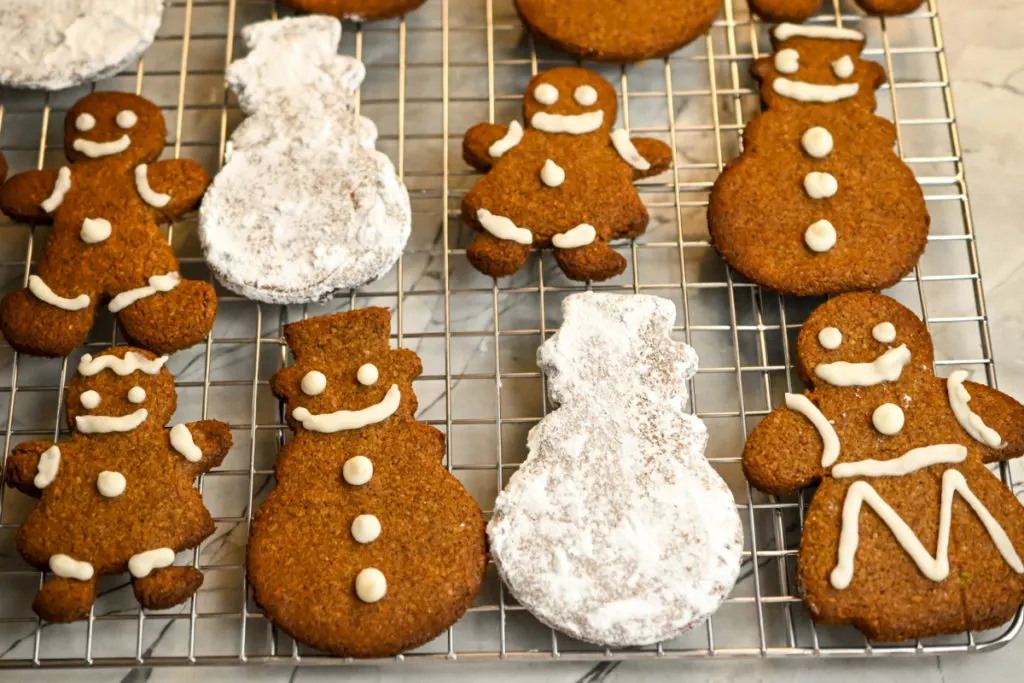 decorated keto gingerbread cookies