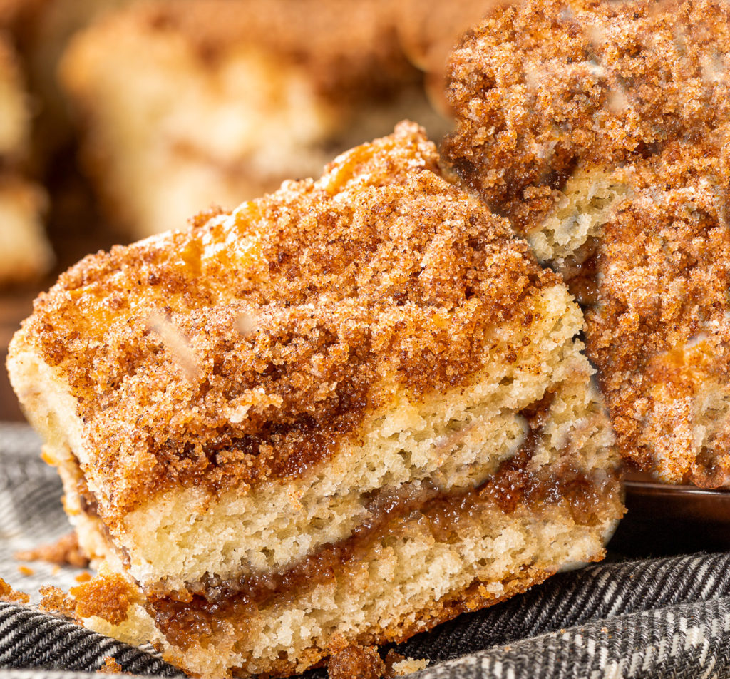 Close up image of almond flour coffee cake