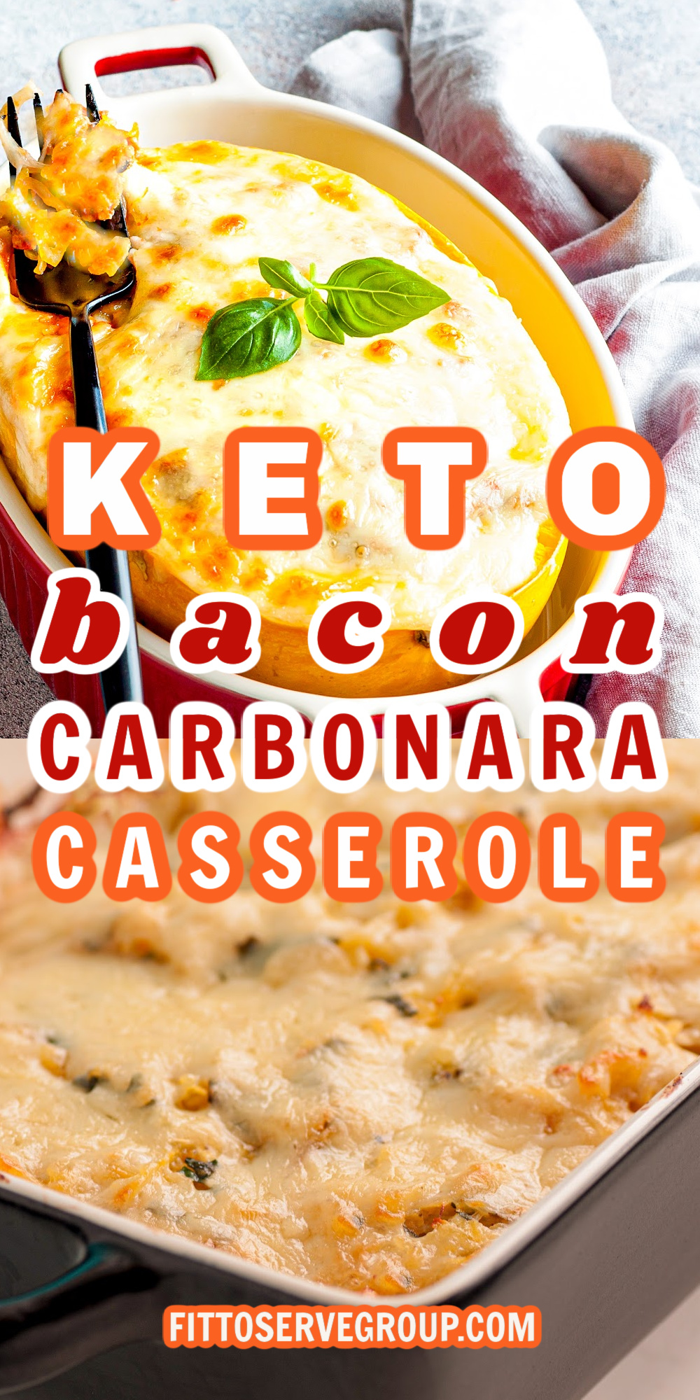 Keto bacon carbonara casserole pin