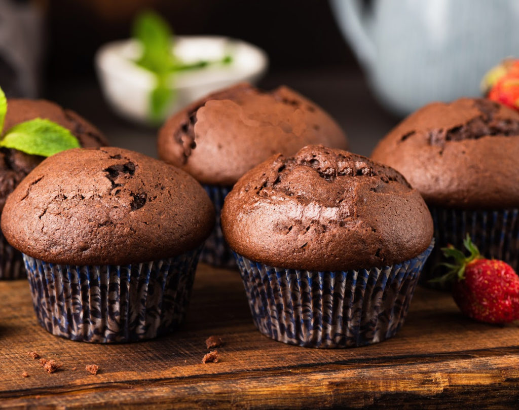 Keto-friendly chocolate sour cream cupcakes