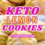  Keto-Zitronen-Kekse auf rosa, klaren Tellern