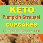 This recipe for keto pumpkin streusel cupcakes is sure to be your cupcake of choice all pumpkin season long. It's moist, tender and packed with flavor. keto pumpkin coffeecake |keto coffeecake cupcakes|lowcarb pumpkin coffeecake |keto pumpkin streusel cupcakes