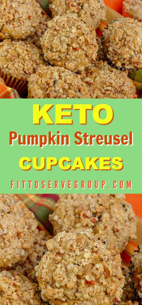This recipe for keto pumpkin streusel cupcakes is sure to be your cupcake of choice all pumpkin season long. It's moist, tender and packed with flavor. keto pumpkin coffeecake |keto coffeecake cupcakes|lowcarb pumpkin coffeecake |keto pumpkin streusel cupcakes 