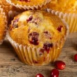 These keto cranberry muffins are a seasonal treat. They are tender, moist and bursting with cranberries.