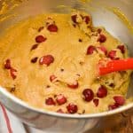 keto pumpkin cranberry cake batter being made