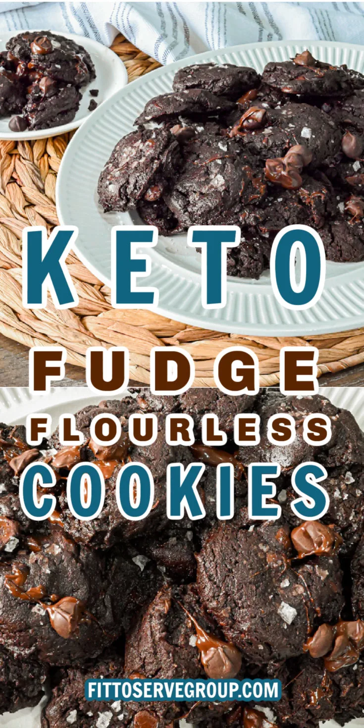 keto fudge flourless cookies pin