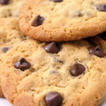 Keto chocolate chip cookie on a white small plate