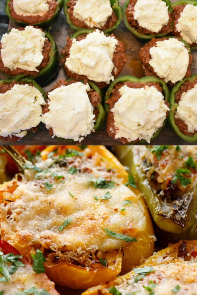 keto stuffed peppers process pictures
