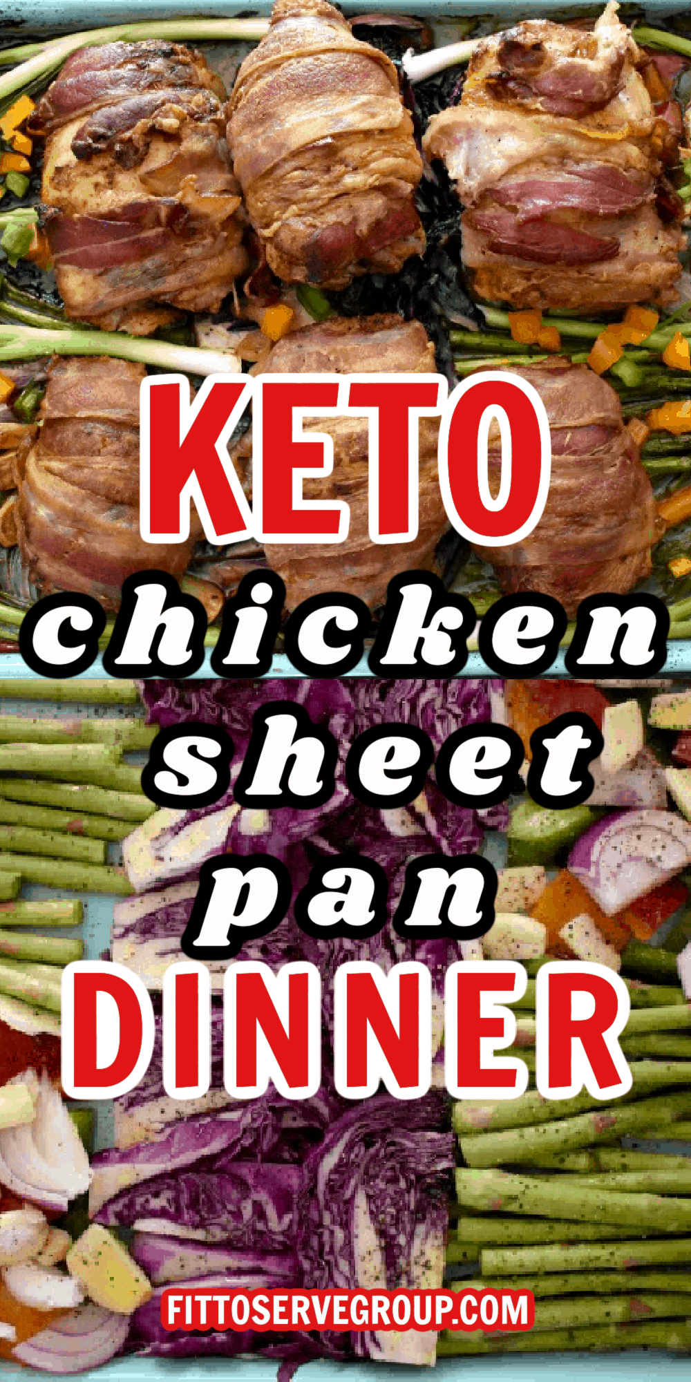 keto chicken sheet pan dinner over low carb vegetables