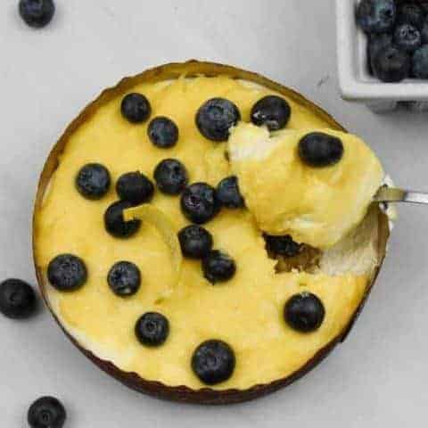 Keto Low Carb Lemon Curd Blueberry Cheesecake