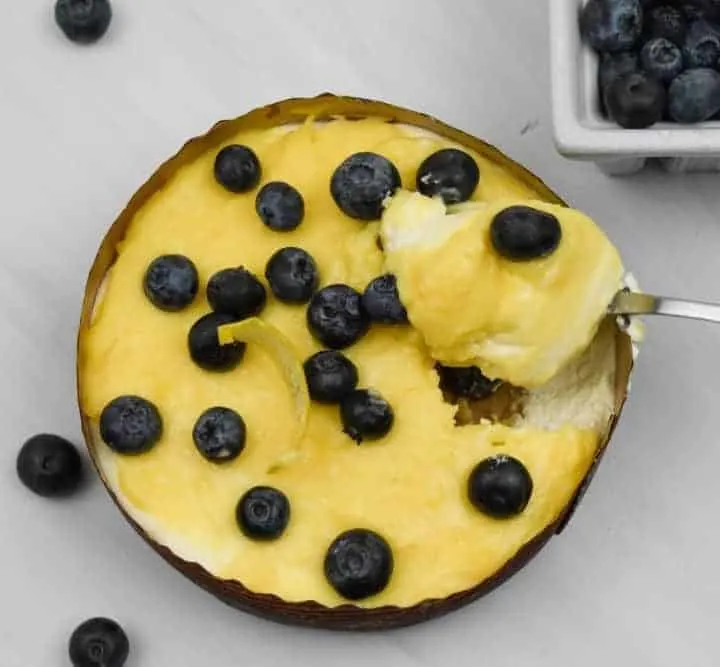 Keto Low Carb Lemon Curd Blueberry Cheesecake